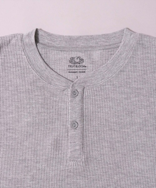 FRUIT OF THE LOOM(フルーツオブザルーム)の「(GA)【FTL×NUMBER(N)INE】【パックT】ワッフル ラウンドヘム ヘンリーネック Tシャツ(Tシャツ/カットソー・メンズ・ブラック/杢グレー/オフホワイト・L/M/XL)」の17枚目の写真