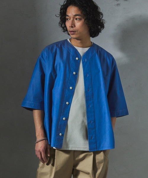 JOURNAL STANDARD relume(ジャーナルスタンダード レリューム)の「【ZOZO限定】CHAMBRAY ベースボールシャツ(シャツ/ブラウス・メンズ・ロイヤルブルー/ブルー/ブラック・XS/S/M/L/XL)」の2枚目の写真