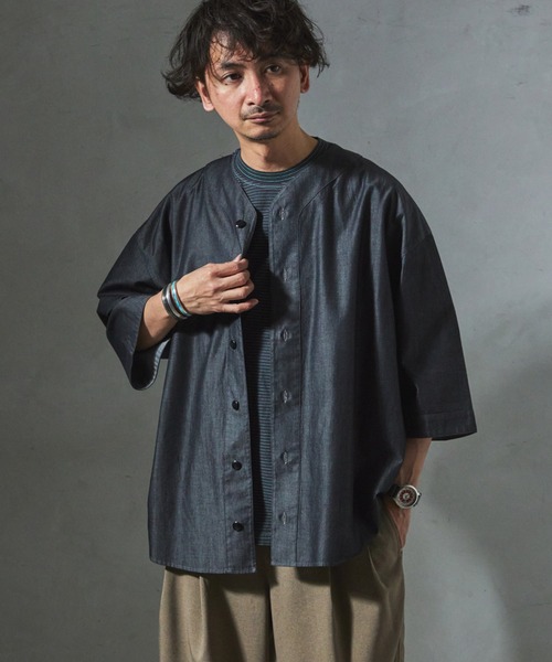 JOURNAL STANDARD relume(ジャーナルスタンダード レリューム)の「【ZOZO限定】CHAMBRAY ベースボールシャツ(シャツ/ブラウス・メンズ・ロイヤルブルー/ブルー/ブラック・XS/S/M/L/XL)」の7枚目の写真