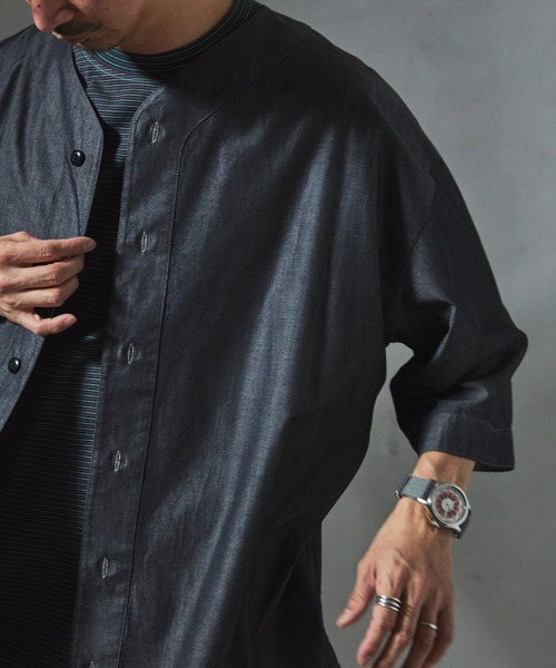 JOURNAL STANDARD relume(ジャーナルスタンダード レリューム)の「【ZOZO限定】CHAMBRAY ベースボールシャツ(シャツ/ブラウス・メンズ・ロイヤルブルー/ブルー/ブラック・XS/S/M/L/XL)」の9枚目の写真