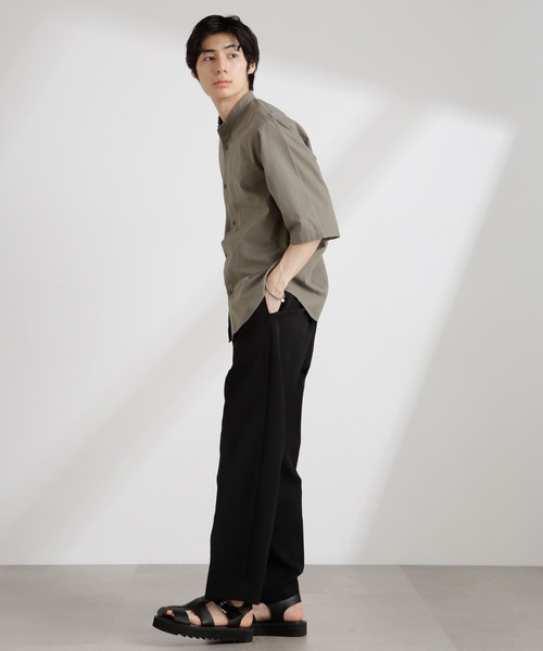 NANO universe（ナノユニバース）の「クールマックスリネンバンドカラー7分袖（シャツ/ブラウス・メンズ・サックスブルー/ホワイト/ライトカーキ/ネイビー・S/M/L/XL）」の16枚目の写真