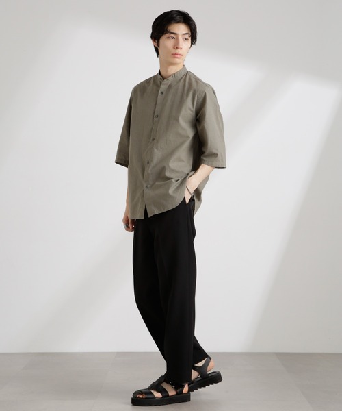 NANO universe（ナノユニバース）の「クールマックスリネンバンドカラー7分袖（シャツ/ブラウス・メンズ・サックスブルー/ホワイト/ライトカーキ/ネイビー・S/M/L/XL）」の15枚目の写真