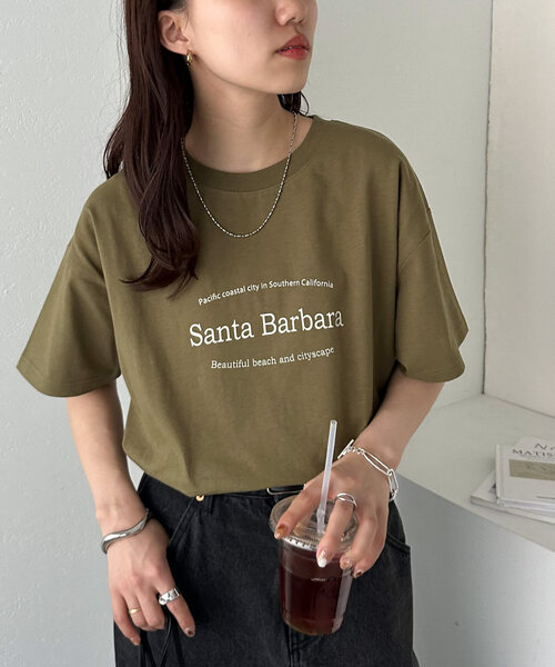 DISCOAT（ディスコート）の「【WEB限定】Santa BarbaraロゴプリントロンT（Tシャツ/カットソー・レディース・ネイビー/ホワイト/カーキ・MEDIUM）」の8枚目の写真