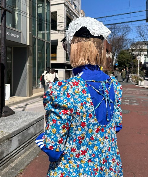 jun ashida TOKYO PARIS ワンピース　半袖　花柄　ブルー jun ashida TOKYO PARIS ワンピース 半袖 花柄 ブルー - メルカリ