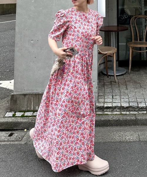 お値下げ！タグ付き チェリーピンクビジューワンピース セール】古着っぽ花柄ワンピ（ワンピース）｜Alley Tokyo