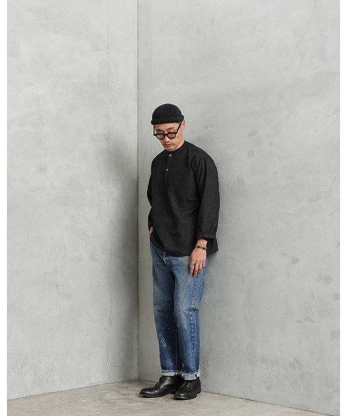 MILITARY(ミリタリー)の「実物 新品 デッドストック ロシア軍 70s ヘンリーネック スリーピングシャツ UNEVEN DYEING(シャツ/ブラウス・メンズ・ブラック・54/58)」の7枚目の写真
