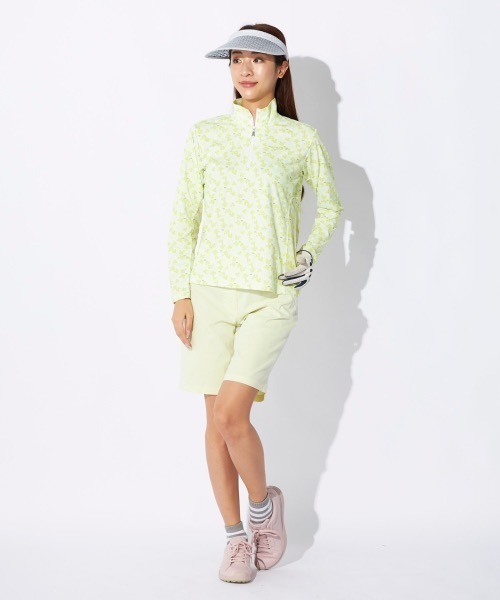 ブラウス シャツ 「marie claire/マリ.クレール」レディースハーフジップ長袖シャツ　小花柄　ゴルフ レディース セール】【marie claire/マリ.クレール】レディースハーフジップ