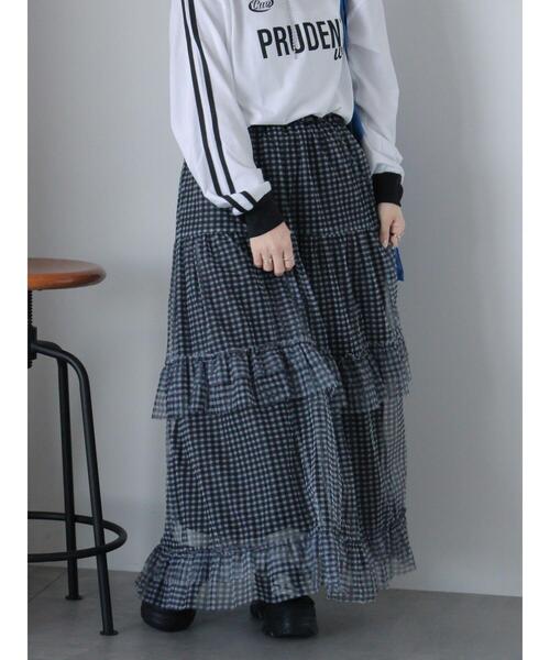 ehka sopo（エヘカソポ）の「チュールフリルティアードスカート（スカート・レディース・キナリ/ブラック/サックスブルー・F）」の5枚目の写真