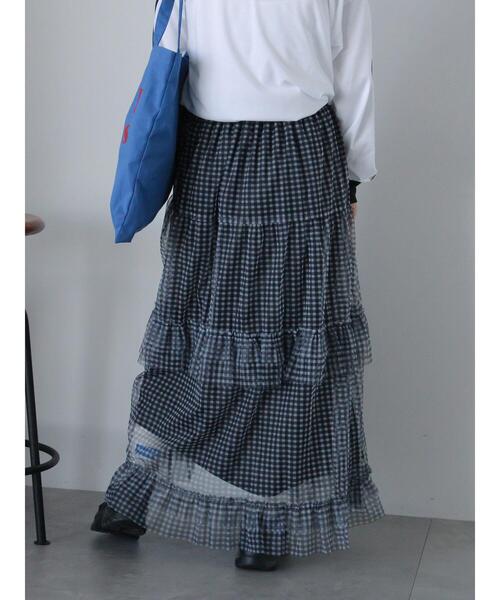 ehka sopo（エヘカソポ）の「チュールフリルティアードスカート（スカート・レディース・キナリ/ブラック/サックスブルー・F）」の6枚目の写真