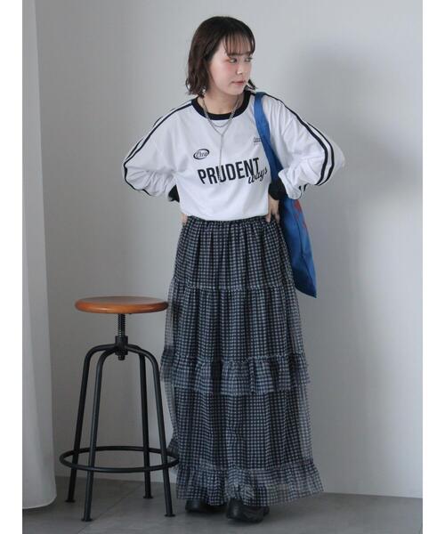 ehka sopo（エヘカソポ）の「チュールフリルティアードスカート（スカート・レディース・キナリ/ブラック/サックスブルー・F）」の7枚目の写真