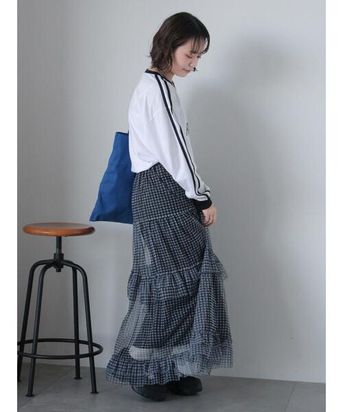 ehka sopo（エヘカソポ）の「チュールフリルティアードスカート（スカート・レディース・キナリ/ブラック/サックスブルー・F）」の9枚目の写真