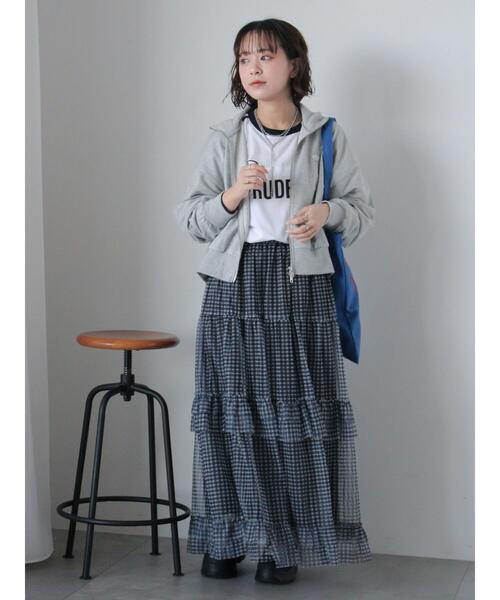 ehka sopo（エヘカソポ）の「チュールフリルティアードスカート（スカート・レディース・キナリ/ブラック/サックスブルー・F）」の11枚目の写真