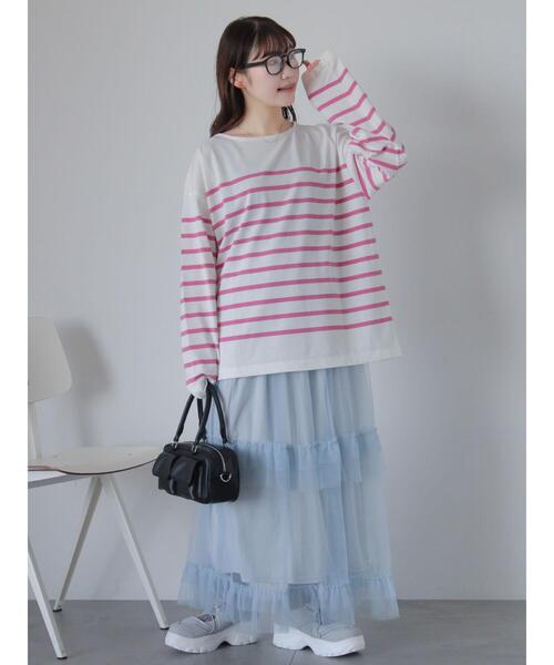 ehka sopo（エヘカソポ）の「チュールフリルティアードスカート（スカート・レディース・キナリ/ブラック/サックスブルー・F）」の21枚目の写真