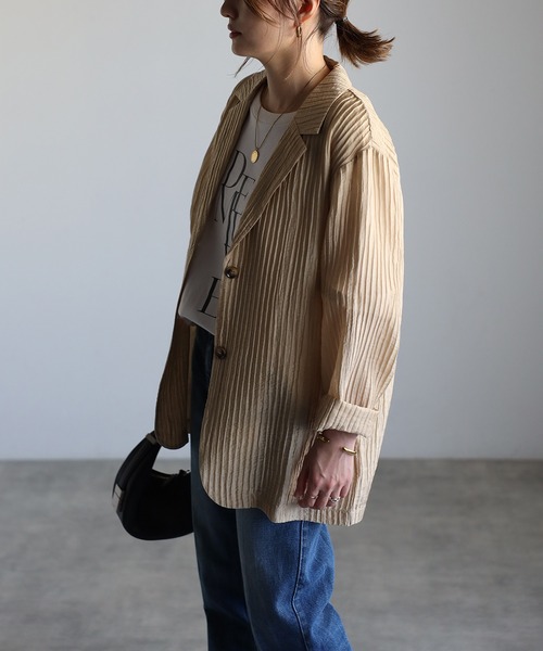 セール】ワッシャープリーツシアージャケット（テーラードジャケット