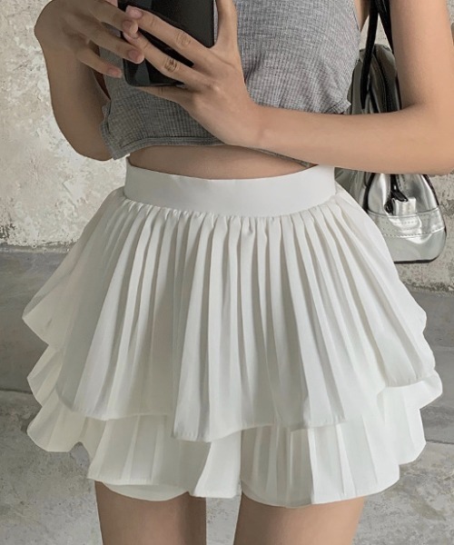 Mejoul（メジュール）の「プリーツティアードミニスカパン（スカート・レディース・ピンク/ホワイト/ブラック・M/S）」の14枚目の写真