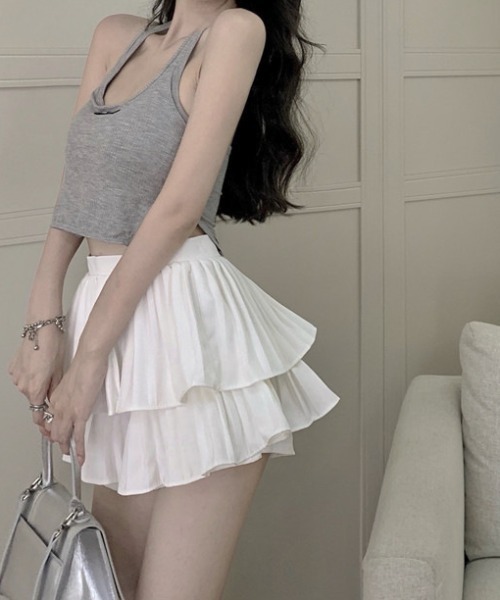 Mejoul（メジュール）の「プリーツティアードミニスカパン（スカート・レディース・ピンク/ホワイト/ブラック・M/S）」の17枚目の写真