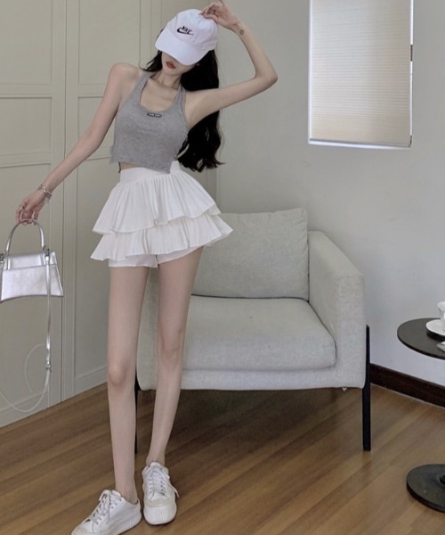 Mejoul（メジュール）の「プリーツティアードミニスカパン（スカート・レディース・ピンク/ホワイト/ブラック・M/S）」の16枚目の写真