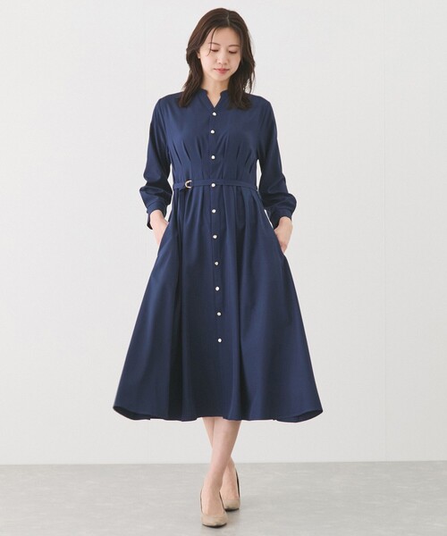 Jayro（ジャイロ）の「無地タック入り前開きワンピース（ワンピース・レディース・ライトグレー/ベージュ/ネイビー・M）」の3枚目の写真