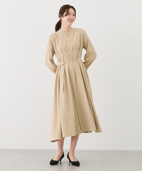 Jayro（ジャイロ）の「無地タック入り前開きワンピース（ワンピース・レディース・ライトグレー/ベージュ/ネイビー・M）」の14枚目の写真
