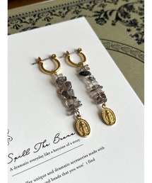 【Spill The Beans】天然石×メダイ フープピアス(MA)