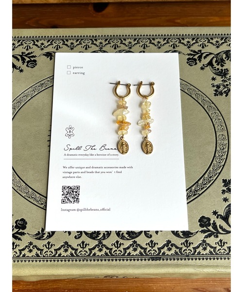 tone(トーン)の「【Spill The Beans】天然石×メダイ フープピアス(MA)(ピアス(両耳用)・レディース・グレー/ピンク/イエロー/ブルー・FREE)」の21枚目の写真