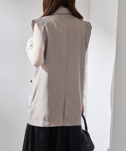 MAISON BREEZE(メゾンブリーズ)の「【MAISON BREEZE】リネンタッチテーラードジレ XNN(ベスト・レディース・グレイッシュベージュ/ブラック・FREE)」の11枚目の写真