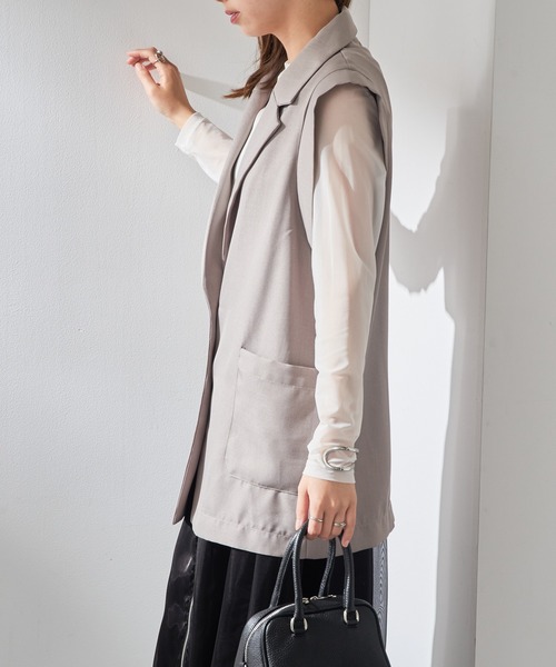 MAISON BREEZE(メゾンブリーズ)の「【MAISON BREEZE】リネンタッチテーラードジレ XNN(ベスト・レディース・グレイッシュベージュ/ブラック・FREE)」の12枚目の写真