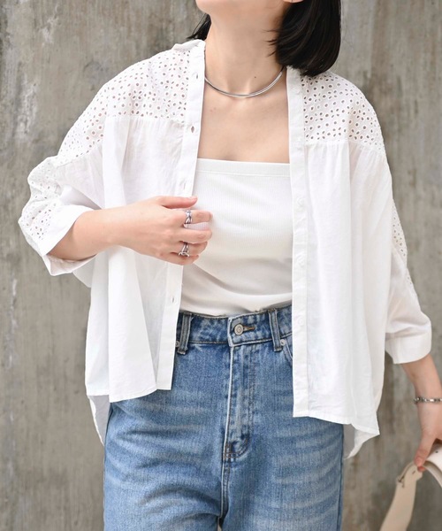 LES ATELIERS FRANCAIS DE CONFECT/長袖ブラウス/--/コットン/BLK/24051 高身長 袖タックカットジョーゼットブラウス（トールサイズ