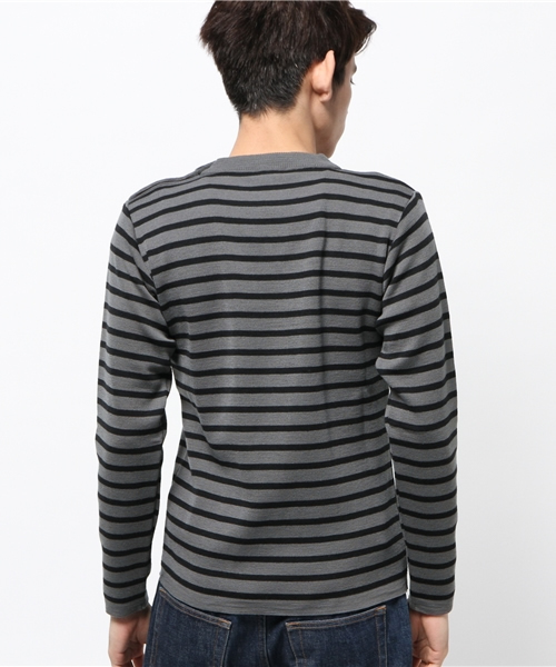 SHIPS（シップス）の「SNS HERNING: ボーダー ショルダーボタン クルー