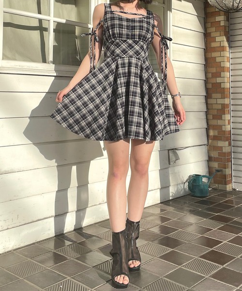 NOMAE（ノーマエ）の「アームリボン2wayミニワンピース（ワンピース・レディース・ブルー系その他/ブラック/グレー/ブラック系その他・FREE）」の8枚目の写真