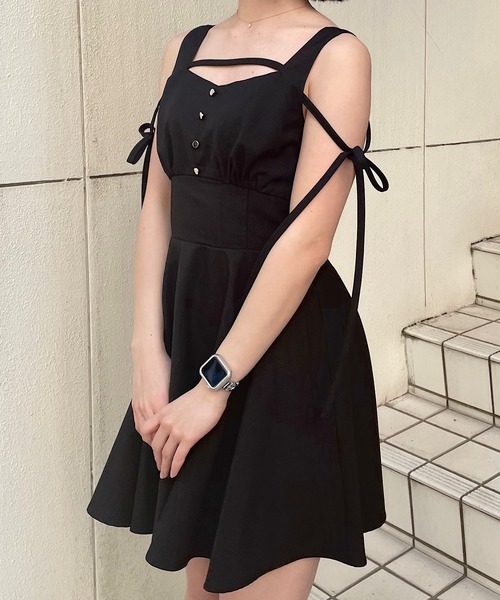 NOMAE（ノーマエ）の「アームリボン2wayミニワンピース（ワンピース・レディース・ブルー系その他/ブラック/グレー/ブラック系その他・FREE）」の17枚目の写真