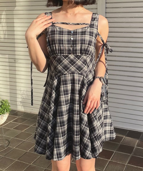 NOMAE（ノーマエ）の「アームリボン2wayミニワンピース（ワンピース・レディース・ブルー系その他/ブラック/グレー/ブラック系その他・FREE）」の6枚目の写真