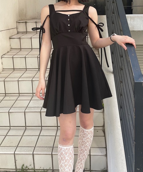 NOMAE（ノーマエ）の「アームリボン2wayミニワンピース（ワンピース・レディース・ブルー系その他/ブラック/グレー/ブラック系その他・FREE）」の19枚目の写真
