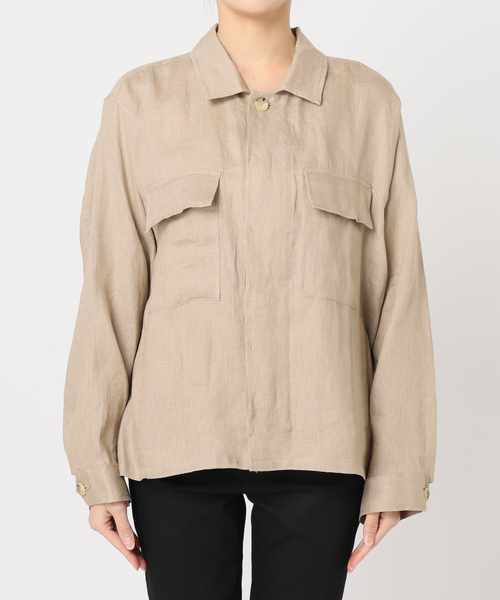 JOURNAL STANDARD（ジャーナルスタンダード）の「《追加2》リネンミリタリージャケット（ミリタリージャケット・レディース・ベージュ/カーキ/ブラック・FREE）」の13枚目の写真