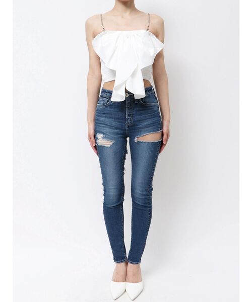 GYDA（ジェイダ）の「ビジューストーンストラップ2WAYリボンブラウス（シャツ/ブラウス・レディース・オフホワイト/ブラック・FREE）」の17枚目の写真