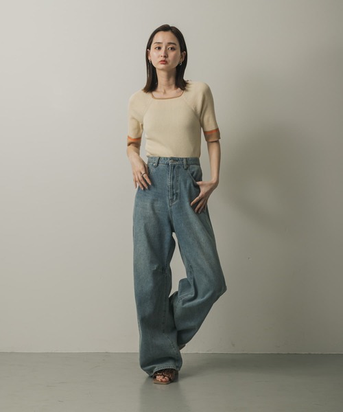 SENSE OF PLACE by URBAN RESEARCH（センスオブプレイスバイアーバンリサーチ）の「スクエアネックバイカラーコンパクトセーター（ニット/セーター・レディース・ブラック/グリーン/アイボリー・ONE）」の16枚目の写真