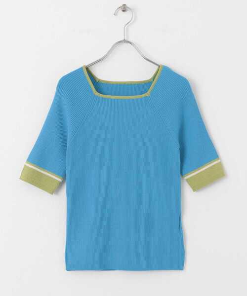 SENSE OF PLACE by URBAN RESEARCH（センスオブプレイスバイアーバンリサーチ）の「スクエアネックバイカラーコンパクトセーター（ニット/セーター・レディース・ブラック/グリーン/アイボリー・ONE）」の5枚目の写真