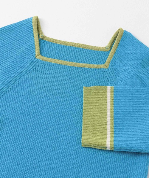 SENSE OF PLACE by URBAN RESEARCH（センスオブプレイスバイアーバンリサーチ）の「スクエアネックバイカラーコンパクトセーター（ニット/セーター・レディース・ブラック/グリーン/アイボリー・ONE）」の6枚目の写真