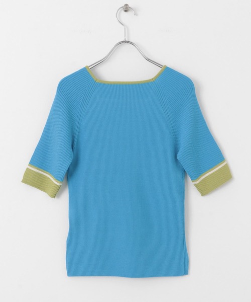 SENSE OF PLACE by URBAN RESEARCH（センスオブプレイスバイアーバンリサーチ）の「スクエアネックバイカラーコンパクトセーター（ニット/セーター・レディース・ブラック/グリーン/アイボリー・ONE）」の7枚目の写真