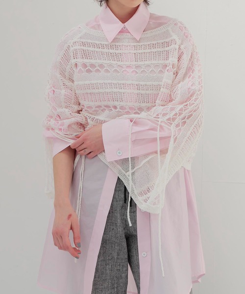 DRESSLAVE（ドレスレイブ）の「paper yarn hole knit(ペーパーヤーンホールニット)（ニット/セーター・レディース・ブルー/ブラック/ホワイト・38）」の2枚目の写真