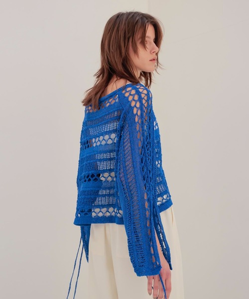 DRESSLAVE（ドレスレイブ）の「paper yarn hole knit(ペーパーヤーンホールニット)（ニット/セーター・レディース・ブルー/ブラック/ホワイト・38）」の22枚目の写真