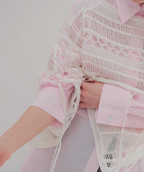 DRESSLAVE（ドレスレイブ）の「paper yarn hole knit(ペーパーヤーンホールニット)（ニット/セーター・レディース・ブルー/ブラック/ホワイト・38）」の8枚目の写真