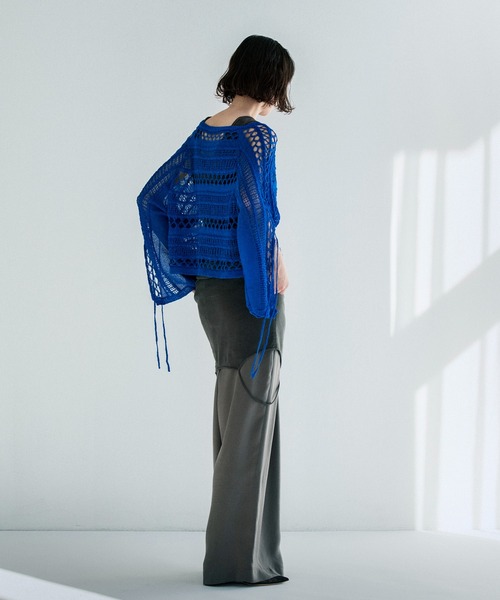 DRESSLAVE（ドレスレイブ）の「paper yarn hole knit(ペーパーヤーンホールニット)（ニット/セーター・レディース・ブルー/ブラック/ホワイト・38）」の12枚目の写真