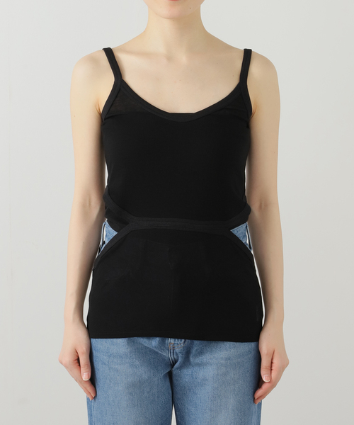 FUMIE TANAKA(フミエタナカ)の「【FUMIE TANAKA(フミエタナカ)】diamoud cut cami:キャミソール(キャミソール・レディース・カーキ/ブラック・2)」の5枚目の写真