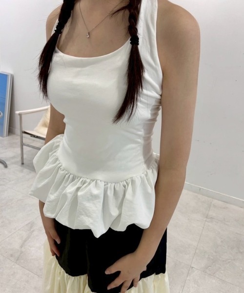 ipugo(イプゴ)の「ipugo/イプゴ バルーンホルダーネック タンクトップ 秋物 秋服 2026年秋冬(タンクトップ・レディース・ホワイト/ブラック・FREE)」の2枚目の写真