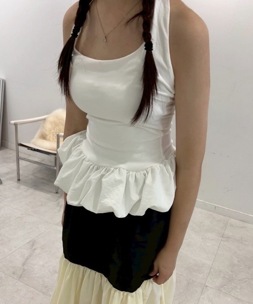 ipugo(イプゴ)の「ipugo/イプゴ バルーンホルダーネック タンクトップ 秋物 秋服 2026年秋冬(タンクトップ・レディース・ホワイト/ブラック・FREE)」の3枚目の写真
