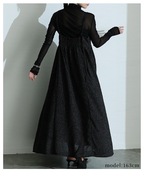 Diagram ツイード風サロペットワンピース ブラック ツイードサロペットスカート（ワンピース）｜Sawa a la mode（サワ