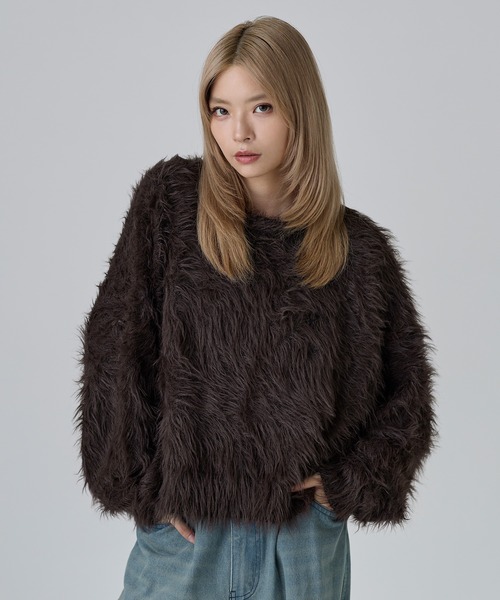 MSG（エムエスジー）の「ワンポイントフェザーショートニット【UNISEX】（ニット/セーター・メンズ・チャコール/ブラック/ブラウン/グレー/ベージュ/マスタード・XL/L/M/S）」の5枚目の写真