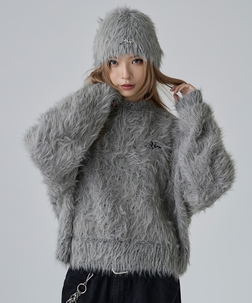 MSG（エムエスジー）の「ワンポイントフェザーショートニット【UNISEX】（ニット/セーター・メンズ・チャコール/ブラック/ブラウン/グレー/ベージュ/マスタード・XL/L/M/S）」の3枚目の写真