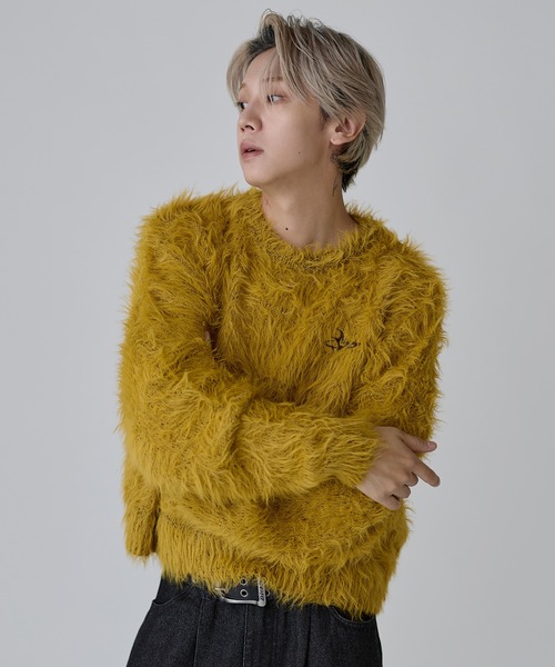 MSG（エムエスジー）の「ワンポイントフェザーショートニット【UNISEX】（ニット/セーター・メンズ・チャコール/ブラック/ブラウン/グレー/ベージュ/マスタード・XL/L/M/S）」の6枚目の写真